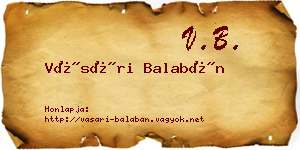 Vásári Balabán névjegykártya